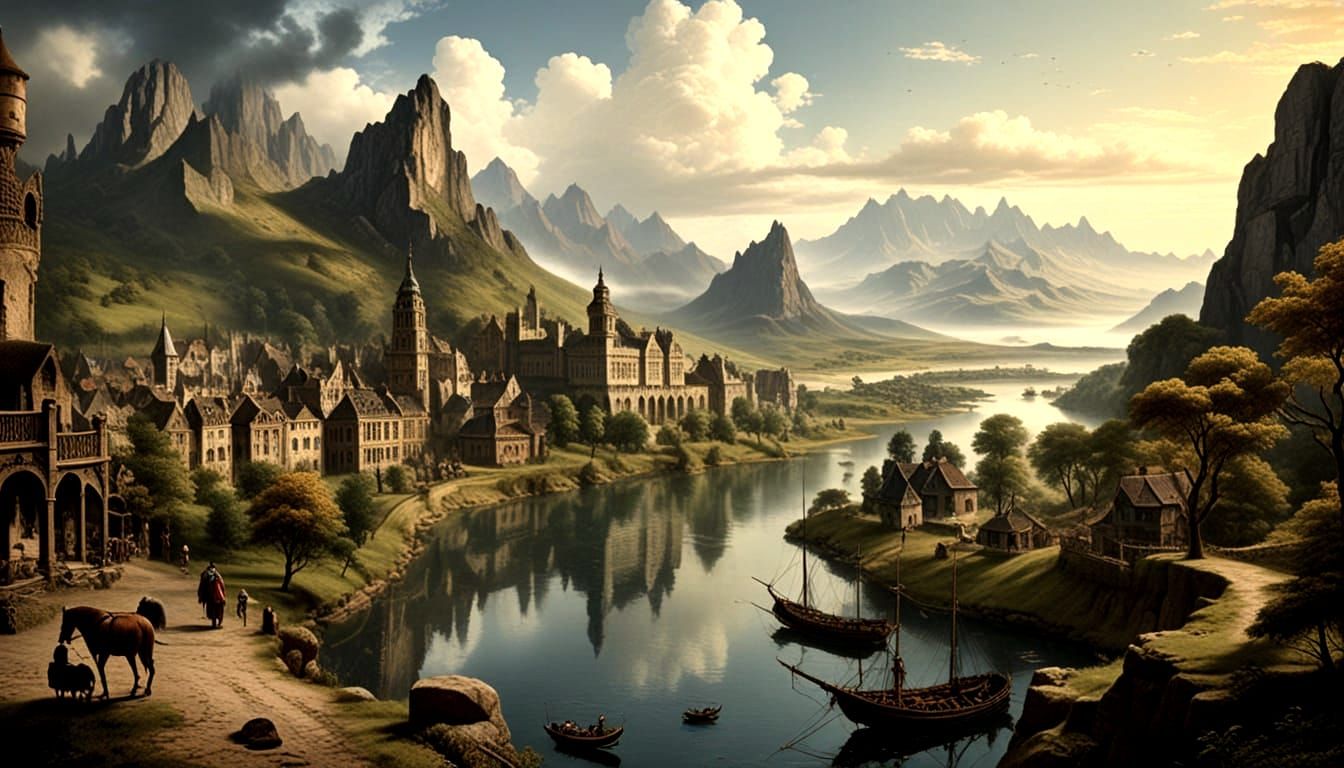 18th Century Atlas in Intricately Detailed Matte Painting St...