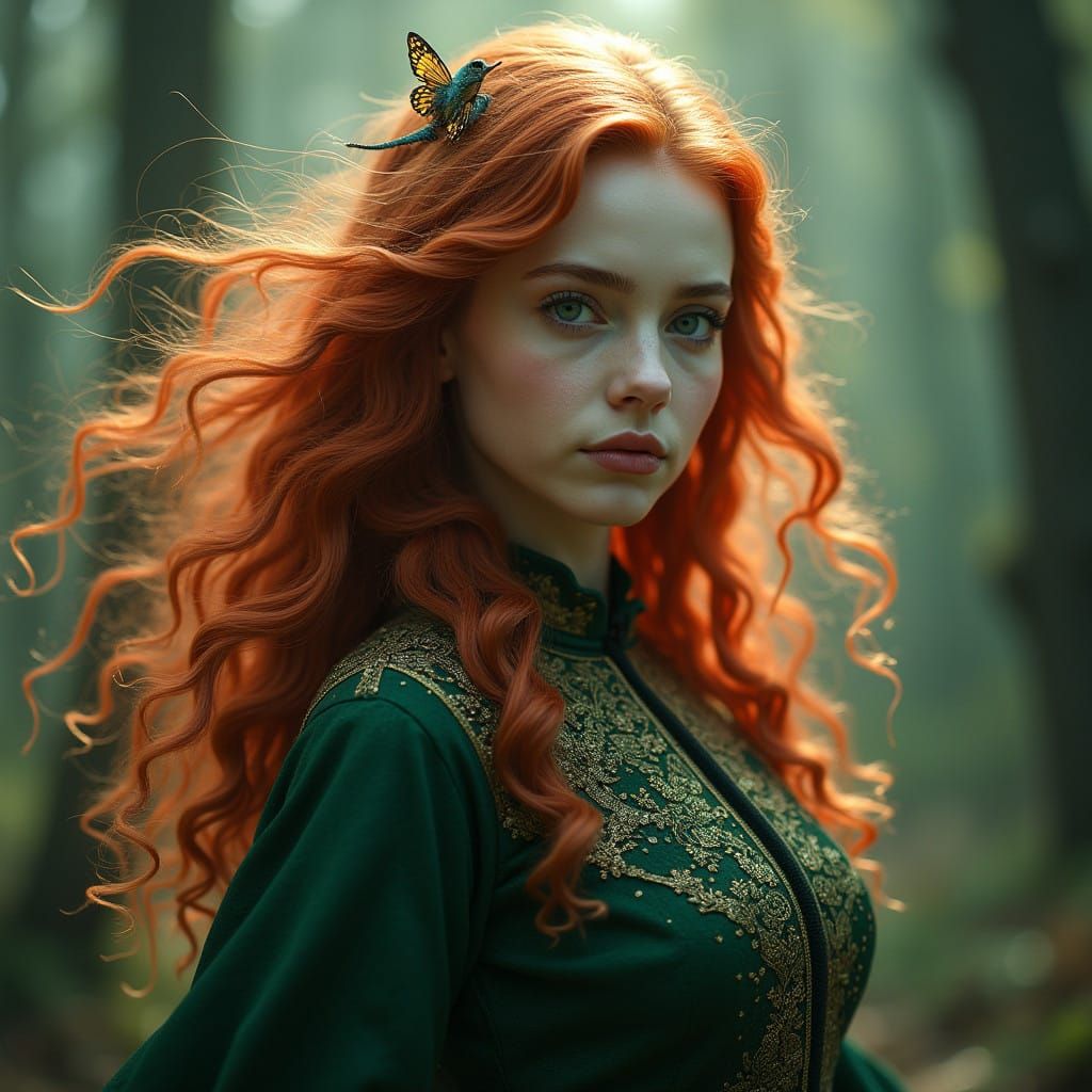 Mystical Female Figure in Whimsical Wizarding Landscape