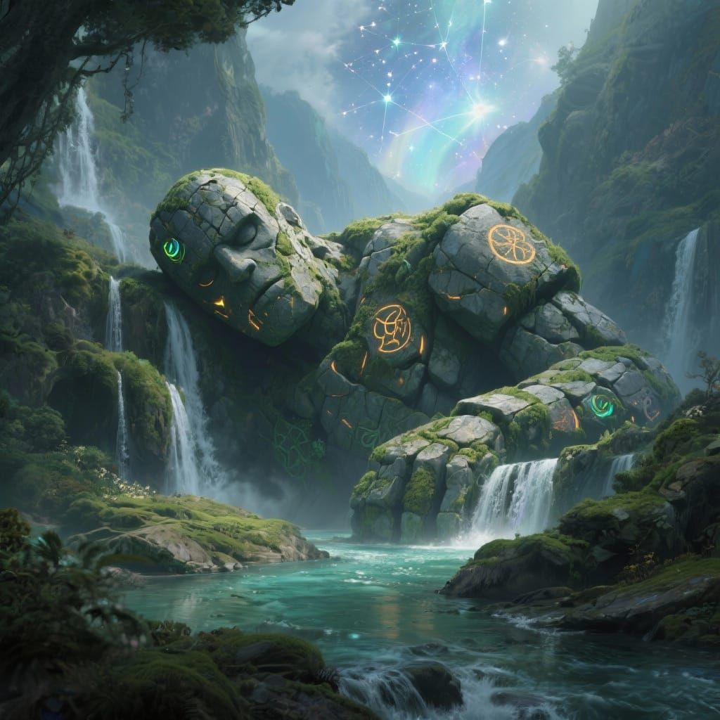 Ancient Stone Golem Slumbers in Mystical Valley