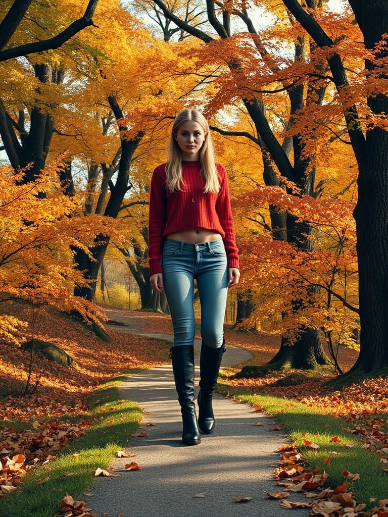 Elf in Autumn Forest, Digital Sci-Fi Art