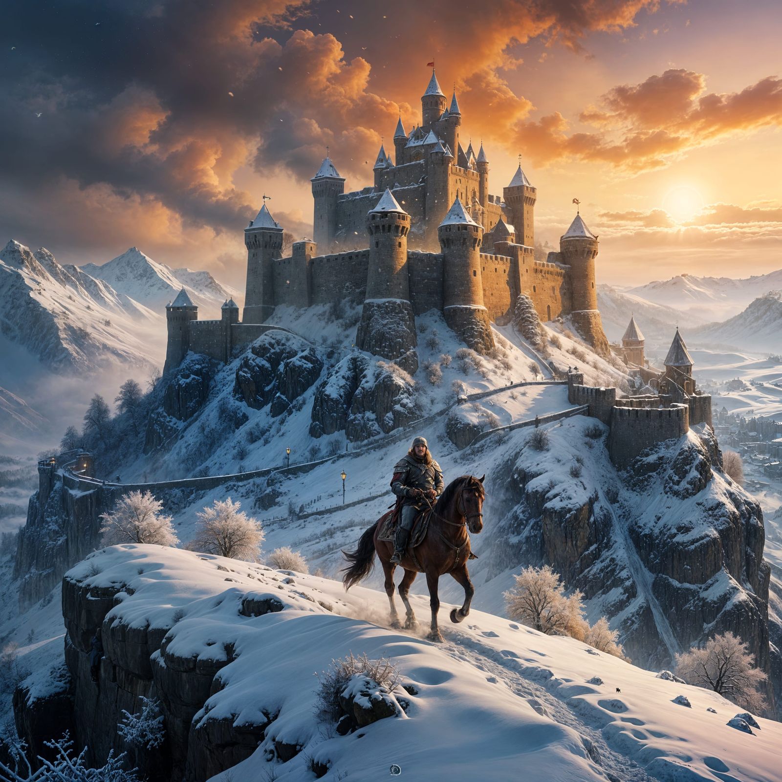 Medieval King Rides into Winter Wonder
