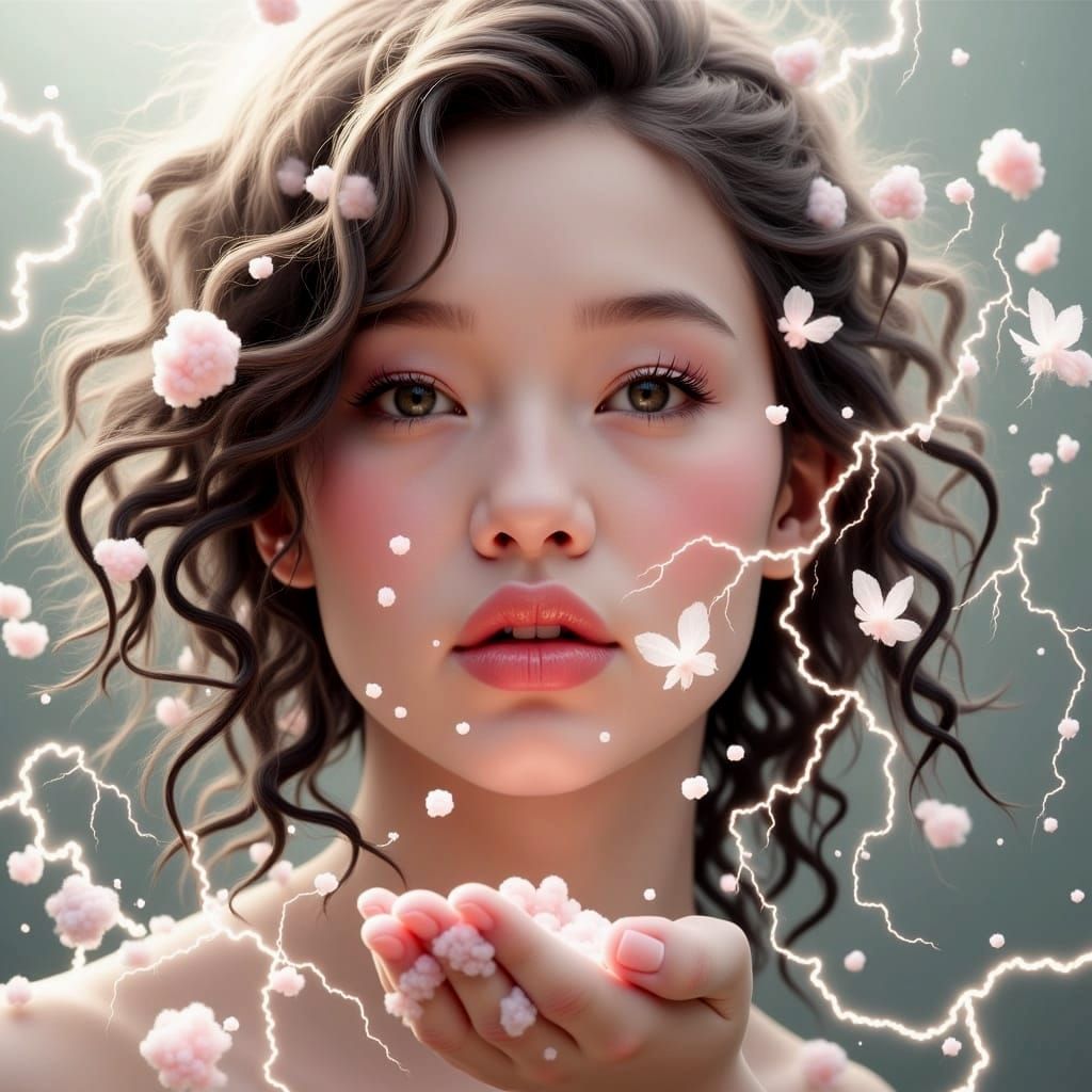 Child Blowing Kisses in Dreamy Airbrush Style