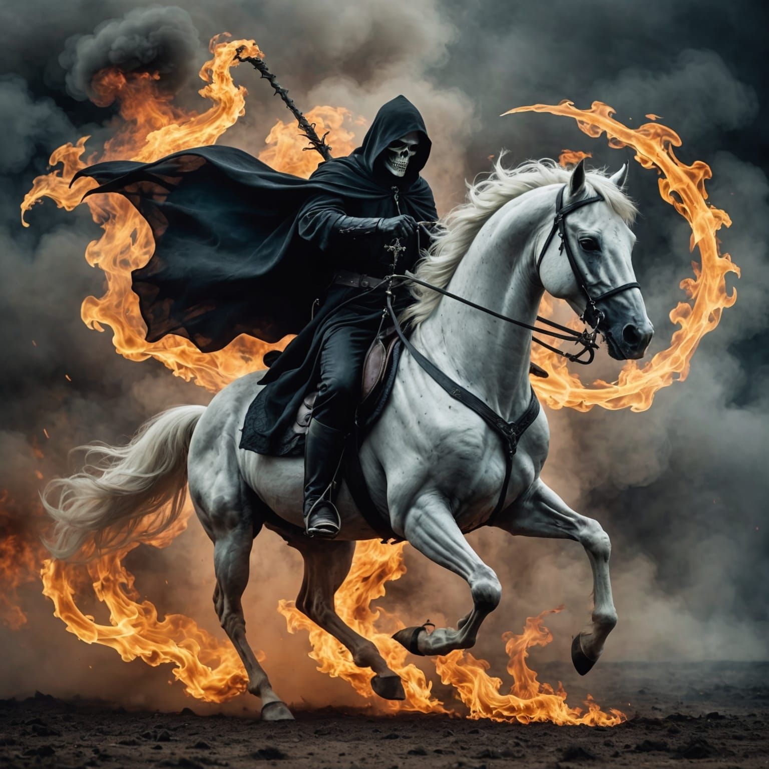 Ethereal Grim Reaper on Skeletal Horse of Smoke