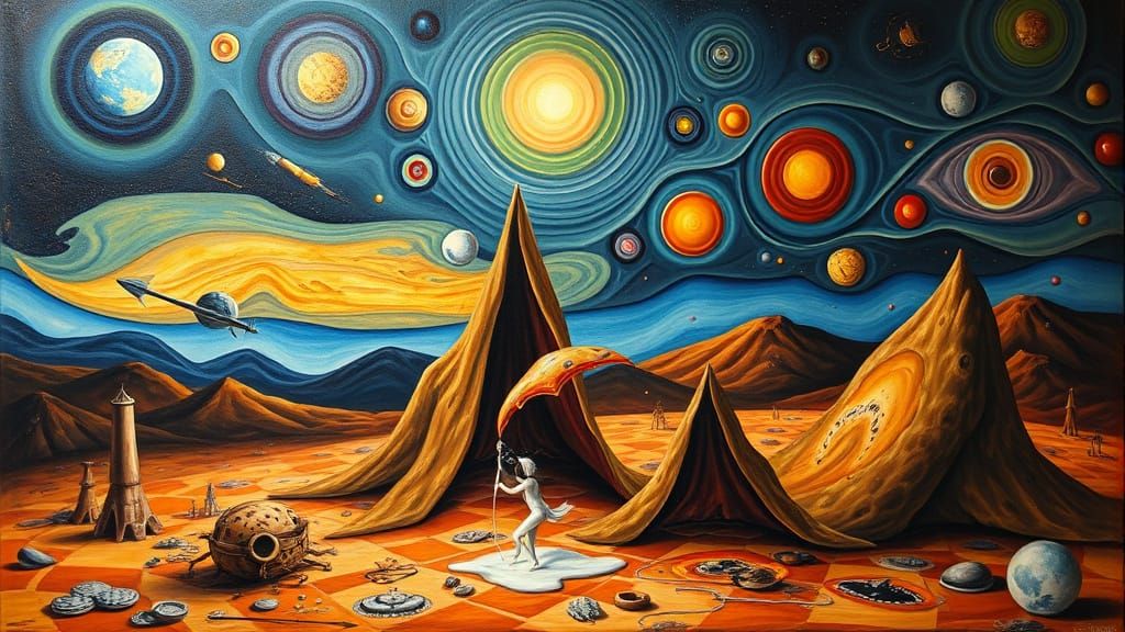 Explosion of Surrealism: Melting Objects on Matte Background