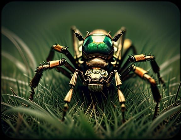 Steampunk Spider in Foggy Morning Mist