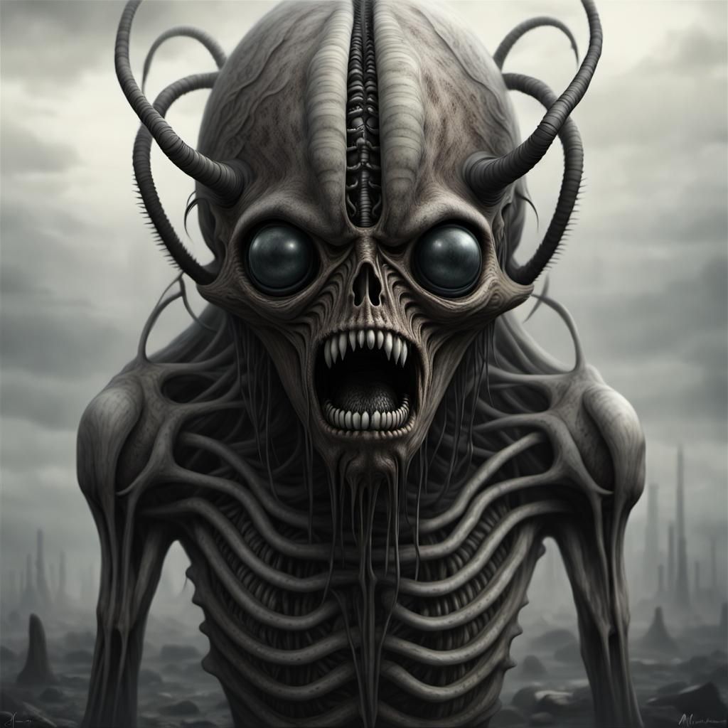 Ominous Creature in Post-Apocalyptic Psychedelic Style