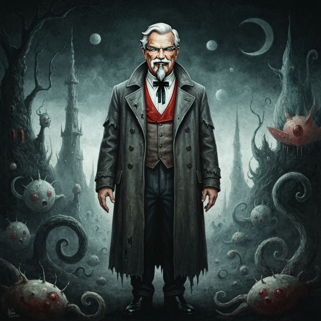 Eerie Colonel Sanders in Dark Surrealist Style