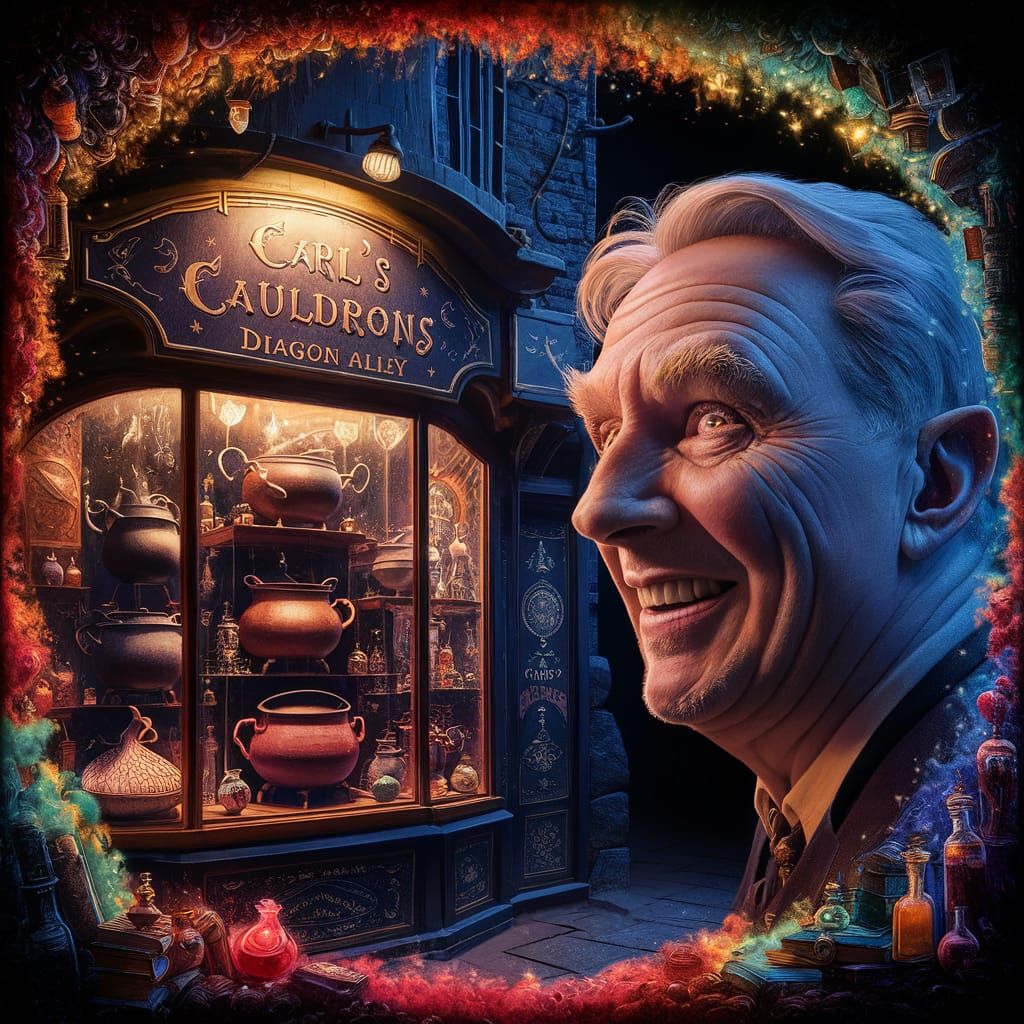 Carl's Cauldrons Shop on Diagon Alley in Splash Art Style
