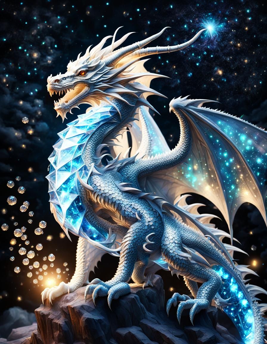 Crystal Dragon in Celestial Fairycore Style
