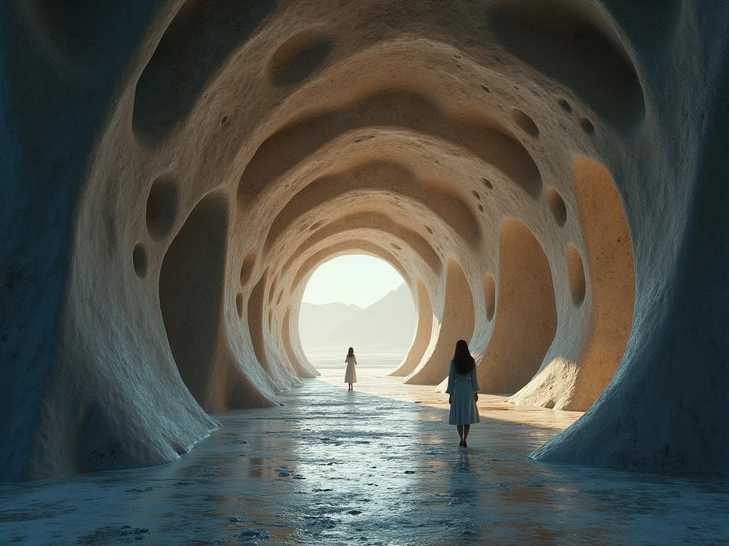 Parametric Blob Architecture Tunnel in Nightspace