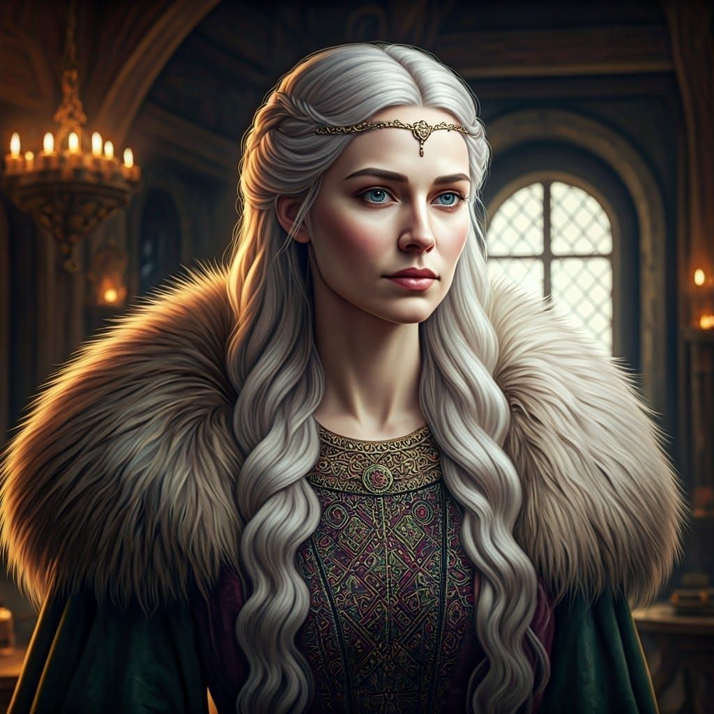 Goddess Freke in Medieval Home, Digital Painting