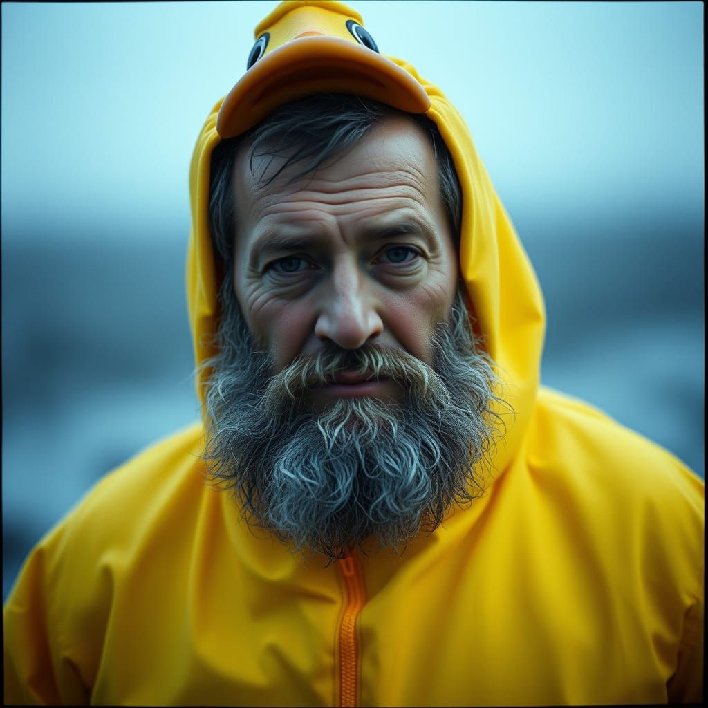 Eccentric Gentleman Dons Rubber Duck Suit in Cinematic Maste...