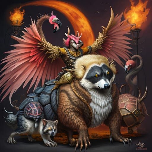 Hellish Hybrid Creatures Soar with Horns and Wings