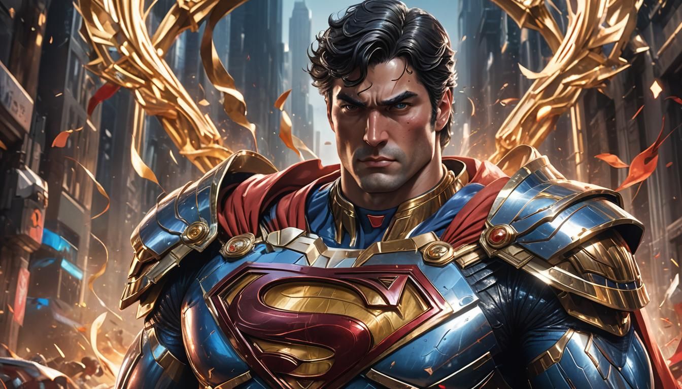 Superman as Armored Saint: Hyperdetailed Portrait