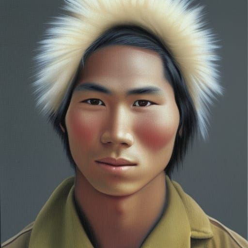 Native Alaskan Man Portrait in Oil Paint Style
