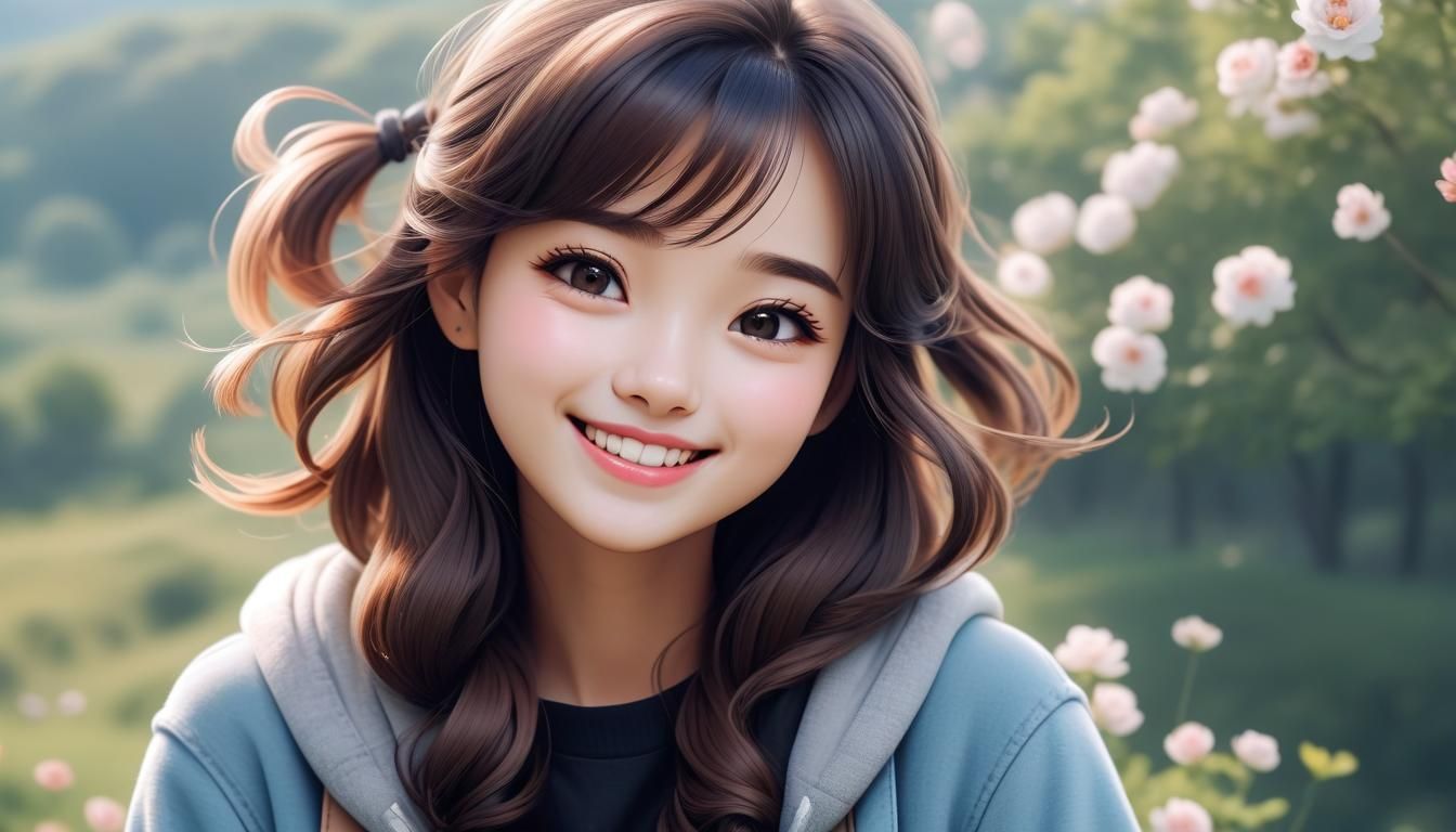 Happy Cute Girl Generated by AI