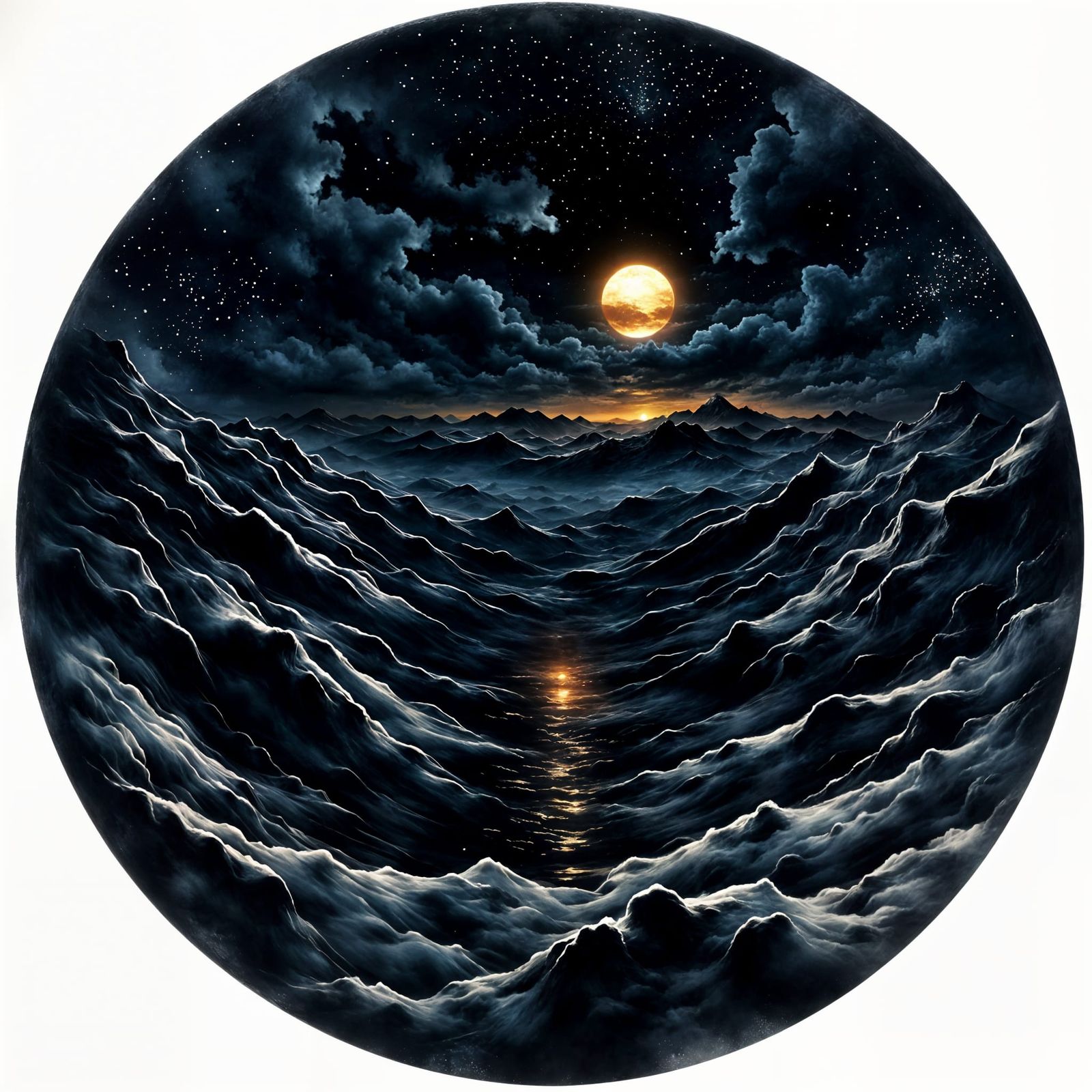 Dying Sun Over Japanese Winter Landscape