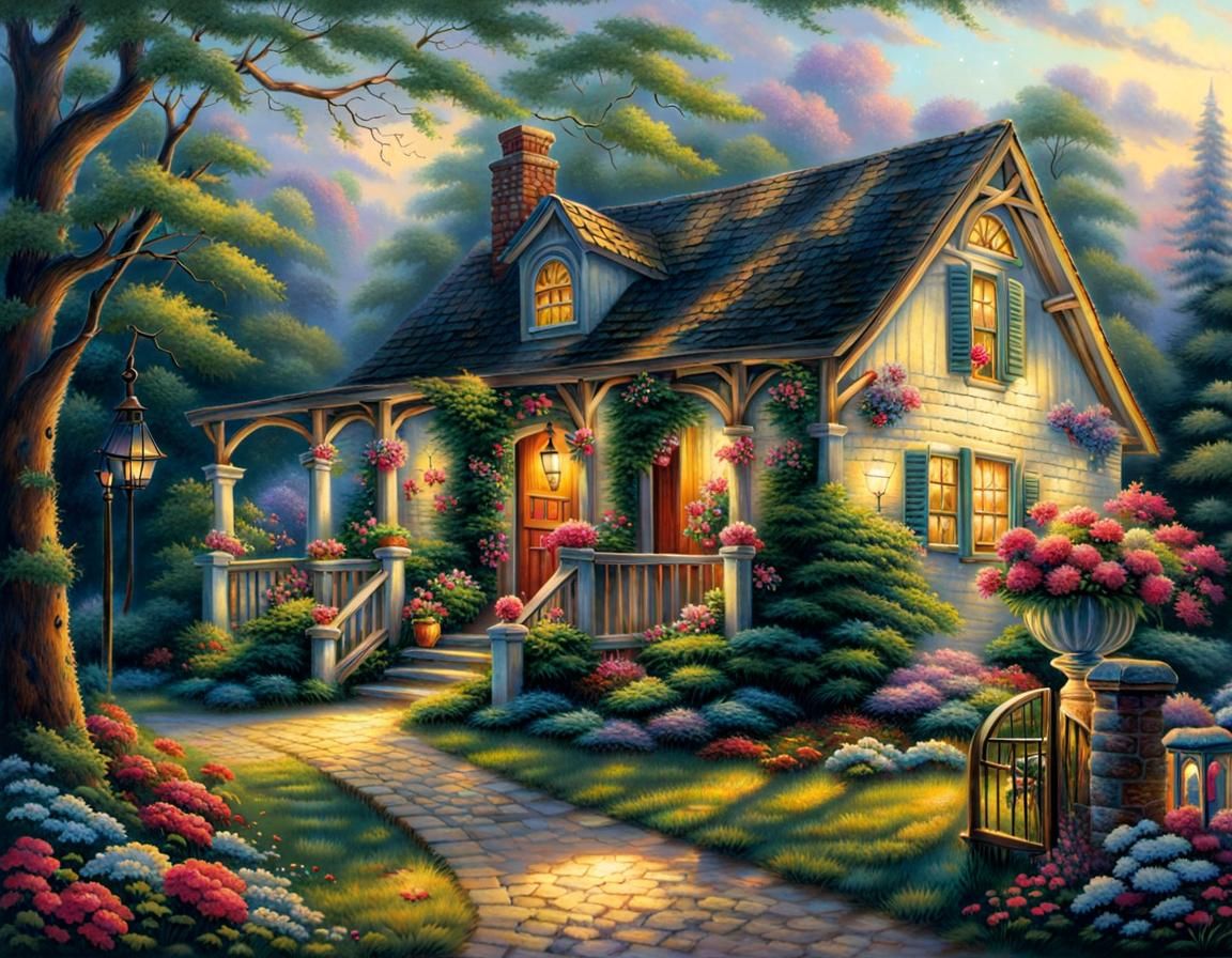 Vintage Butterfly Home Scene in Luminist Style