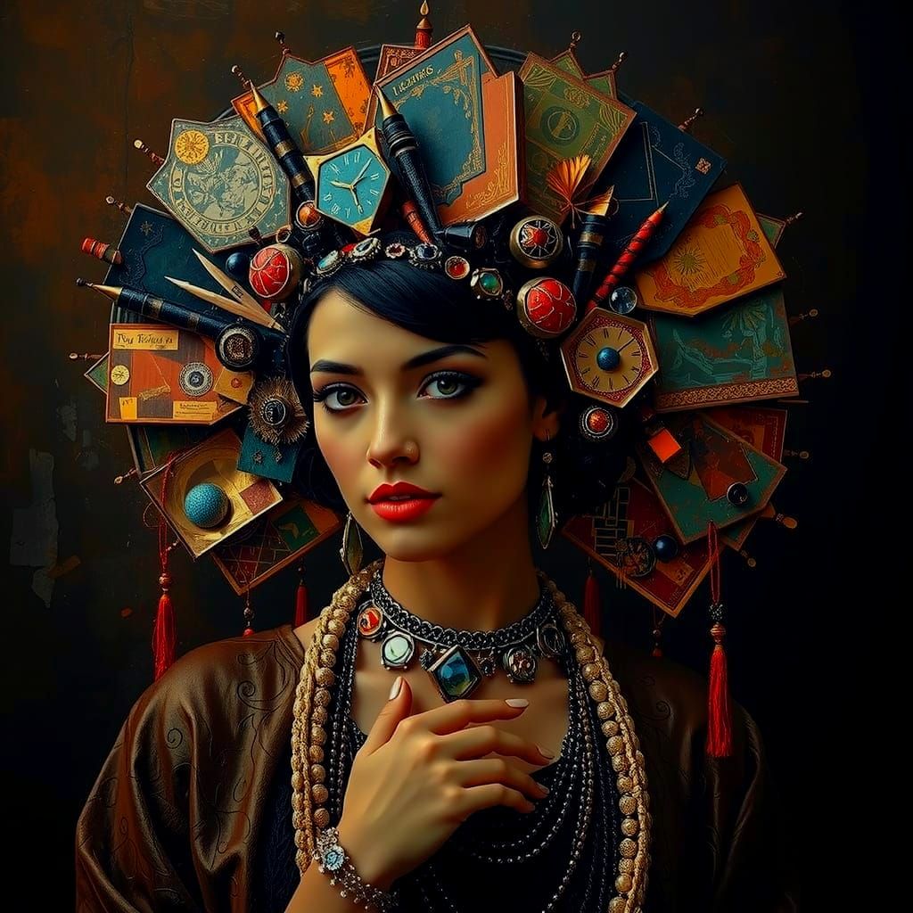 Abstract Monochromatic Black Portrait of a Woman in Malevich...