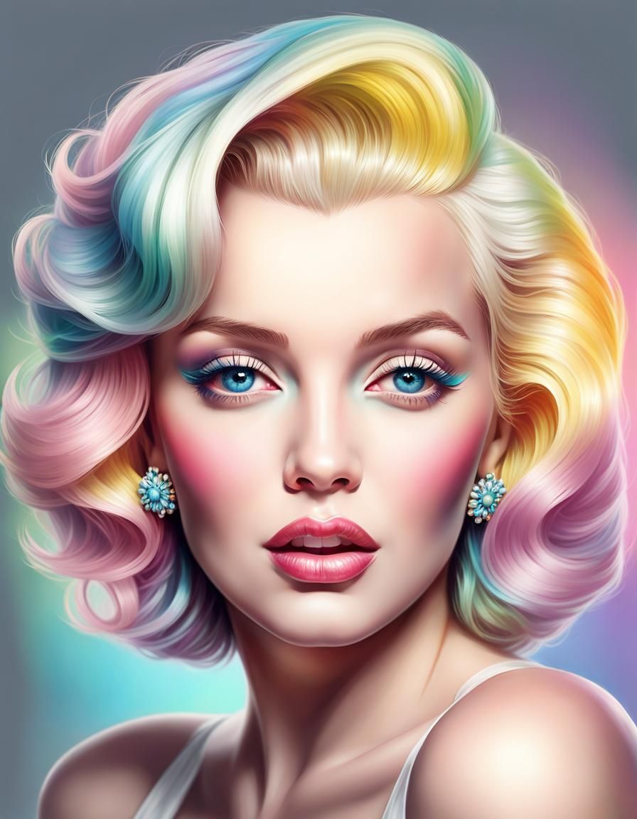 Marilyn Monroe Pin-Up Portrait in Pastel Colors