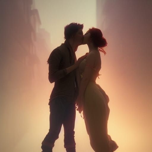 Sensual Kiss: Hyperdetailed Concept Art
