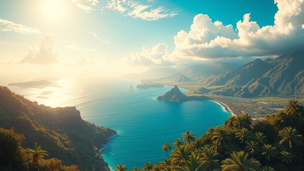 Vibrant Island Ecosystem in Ethereal Coastal Light