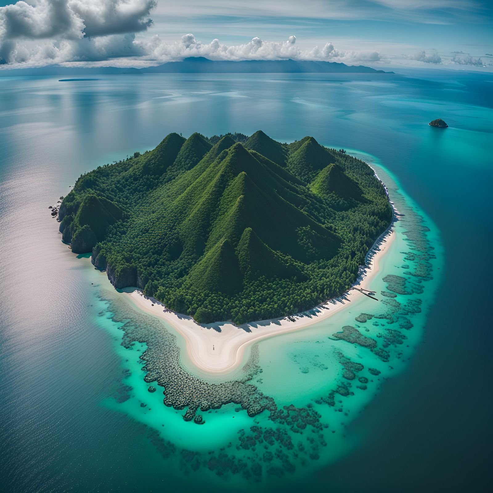 Aerial View of Siasi Island with Synthwave Lighting