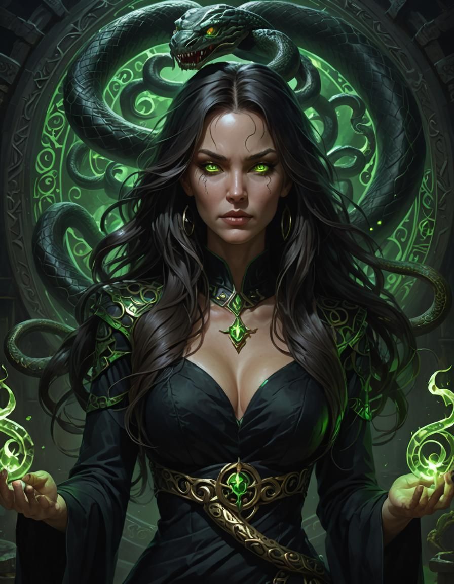 Serpentine Sorceress in Dark Fantasy Style