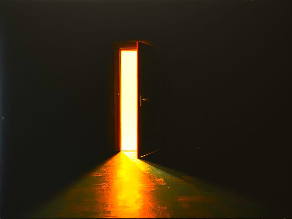 Golden Light Filters Through a Cracked Door