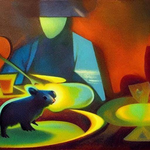 Surreal Wombat Transforms in Cubist Expressionist Style