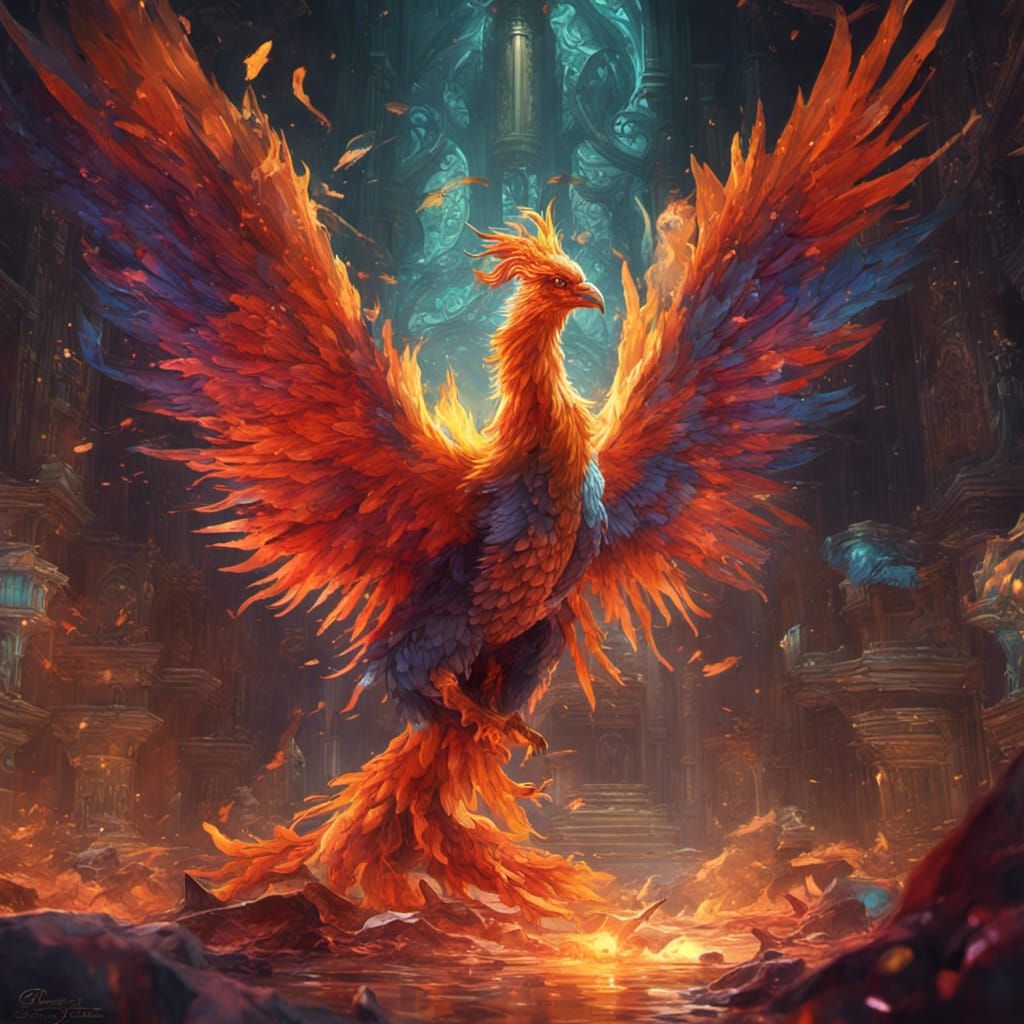 Colorful Phoenix: Dark Fantasy Concept Art