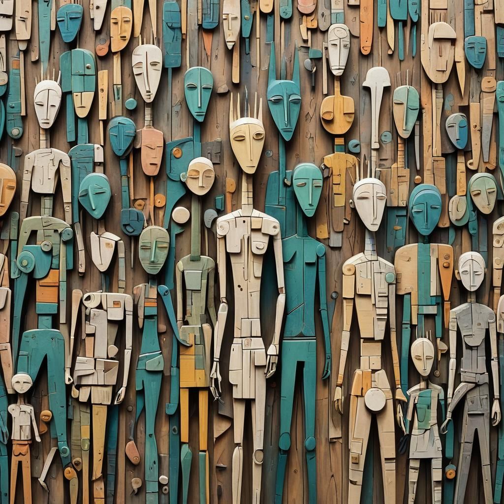 Intertwined Figures in South African Surrealist Style