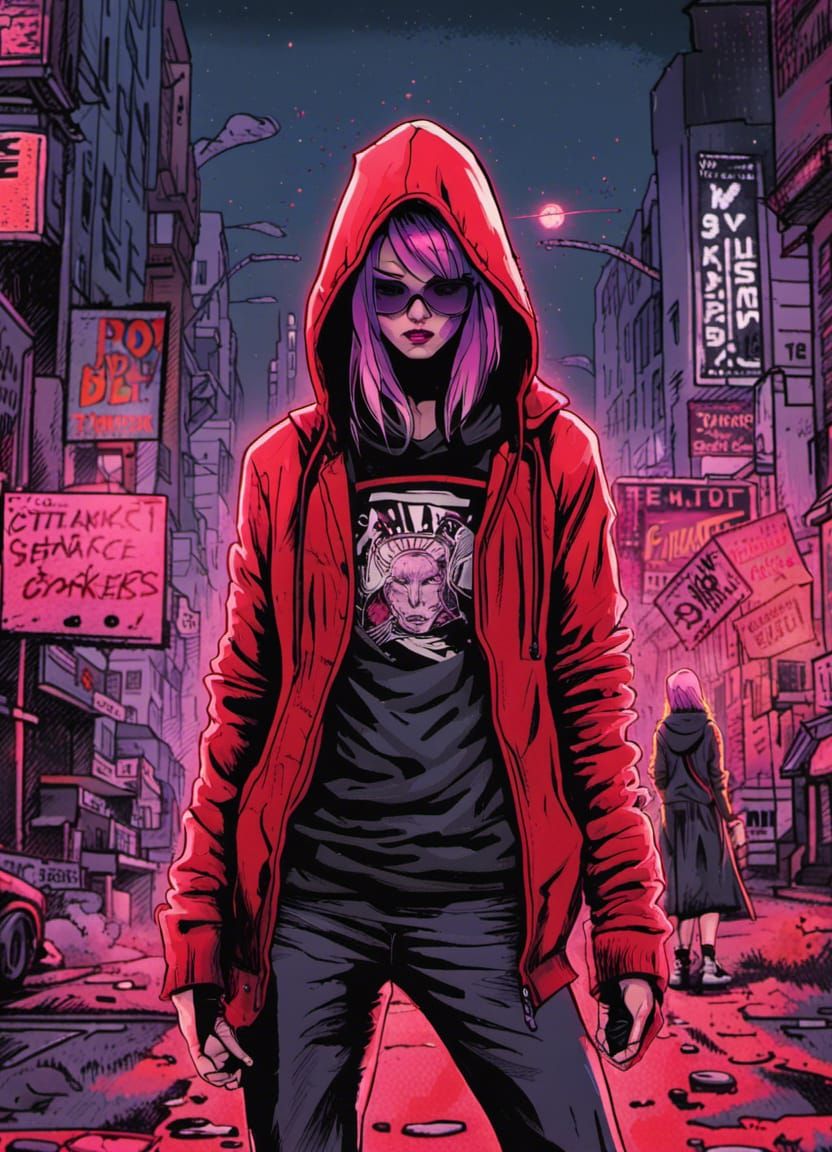 Gorgeous Assassin in Gritty Cityscape Concept Art