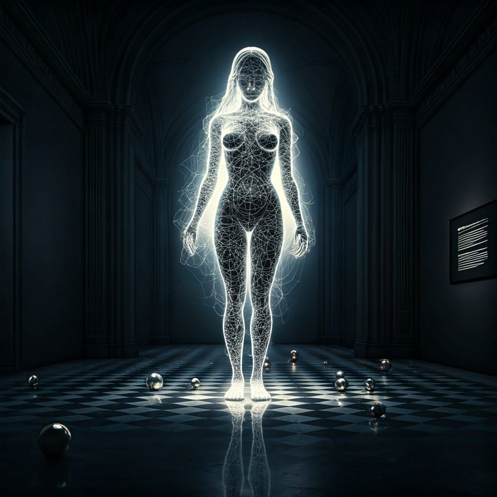 Ethereal Statue of a Woman in a Museum Gallery