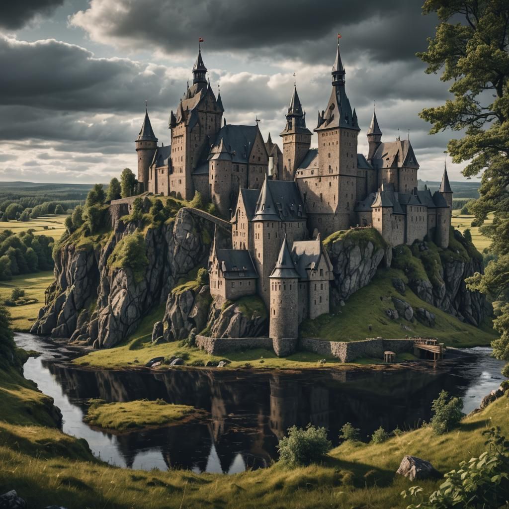 Nordic Medieval Castle in Hyperrealistic Detail