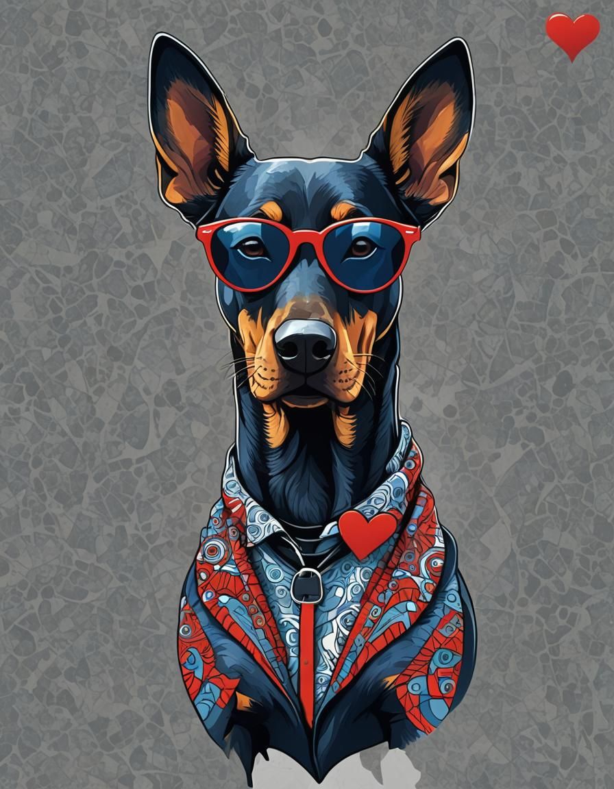 Stylish Doberman T-Shirt Design with Gradient Coat