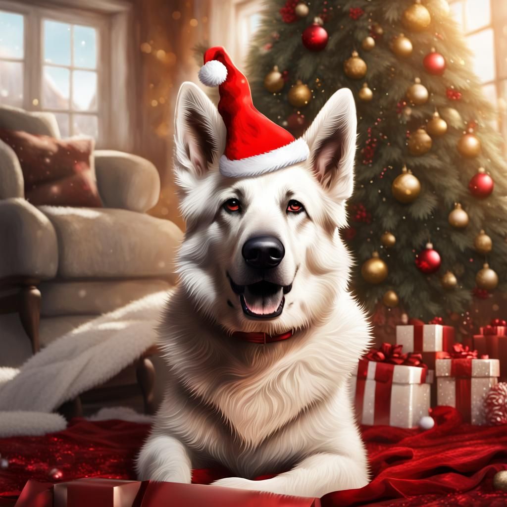 German Shepherd in Festive Fantasy Setting