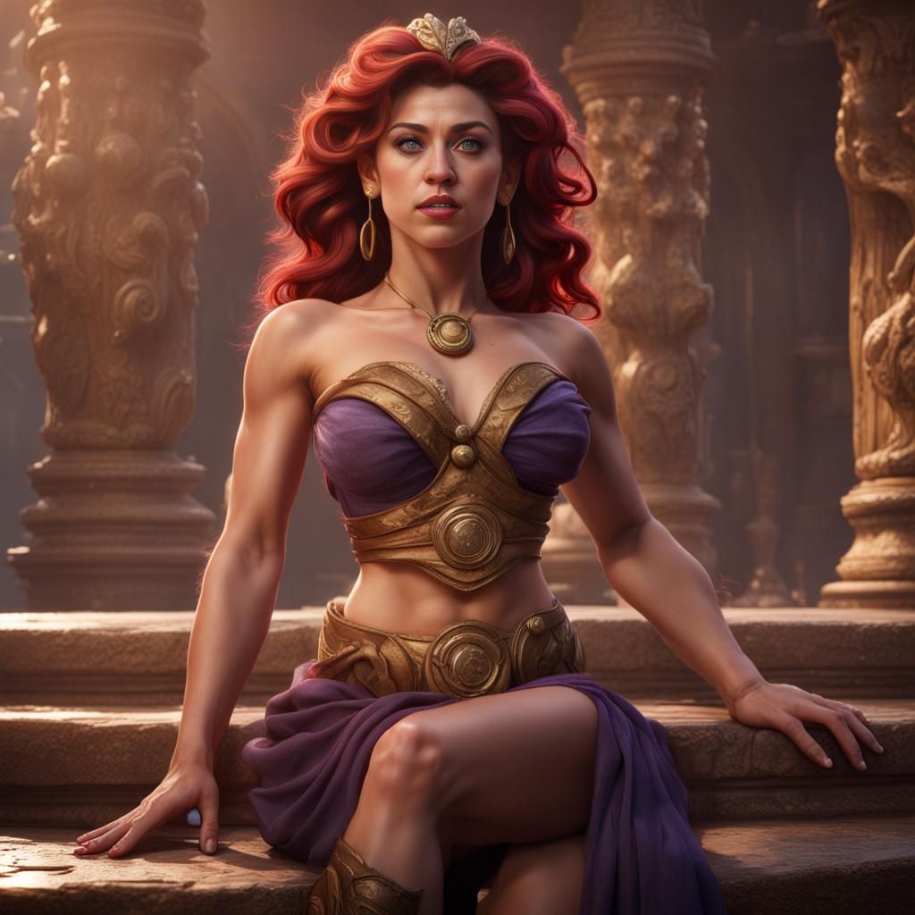 Megara as Miley Cyrus: Hyperrealistic Artstation Portrait