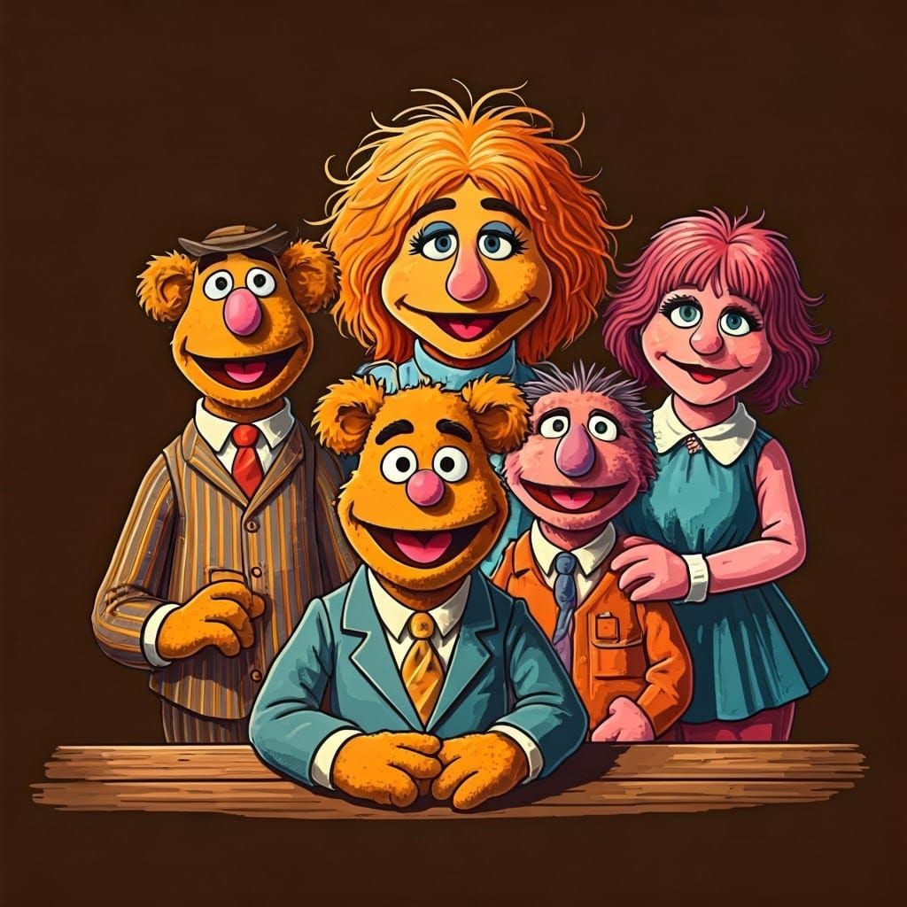 Vibrant Muppet Characters in a Classic 80s Television Style