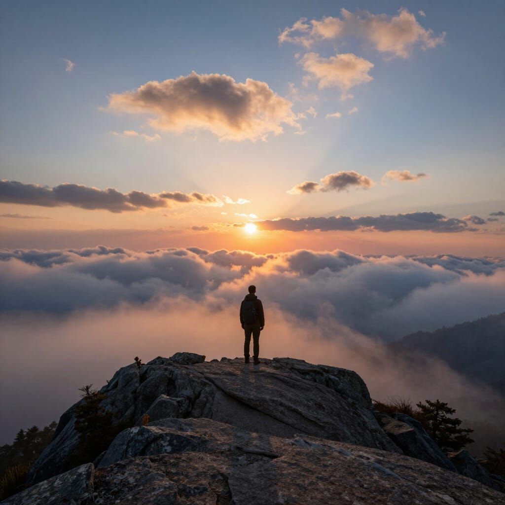 Hiker's Summit Sunrise: A New Beginning
