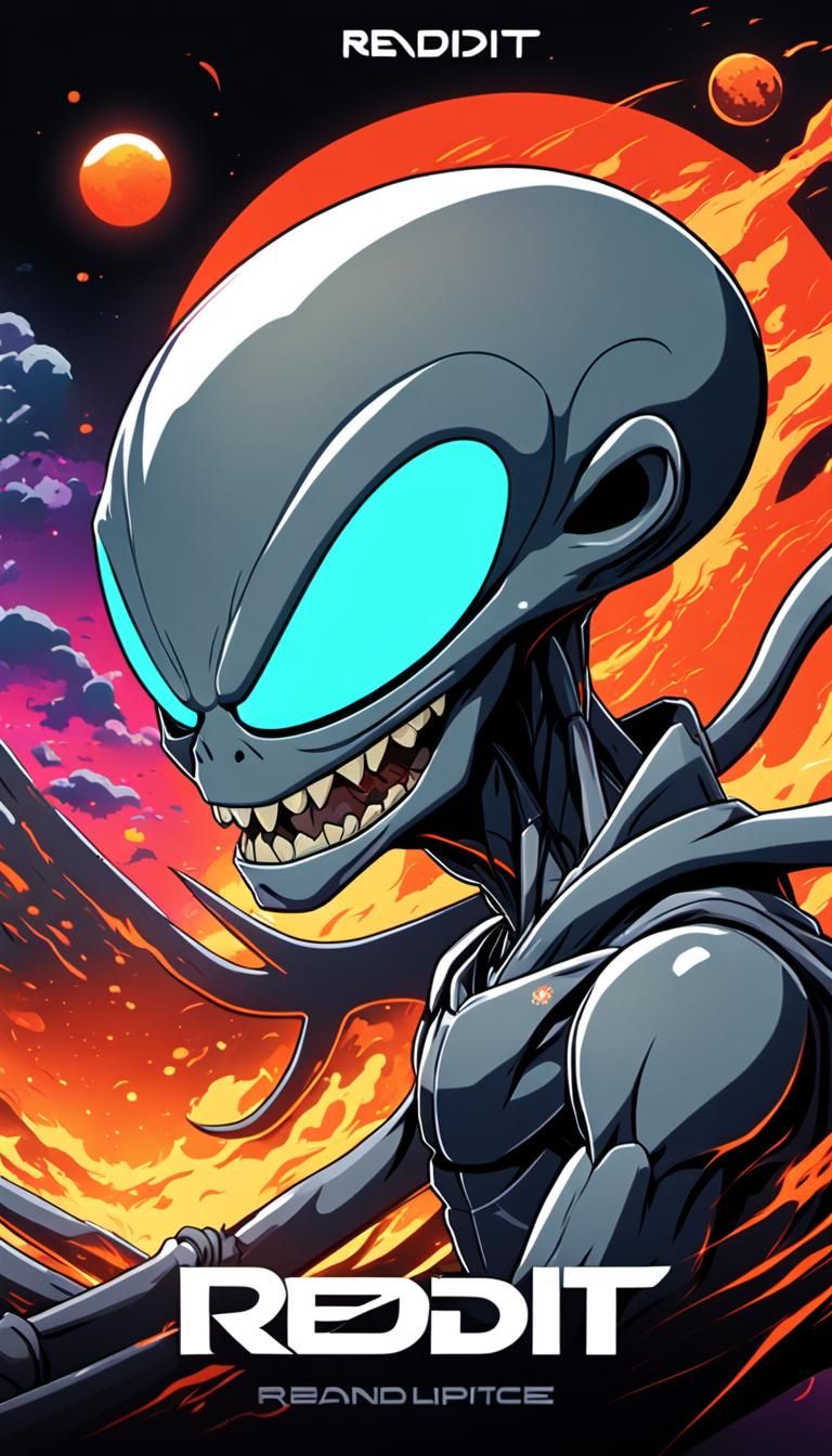 Anime Style Alien Cartoon Close-up