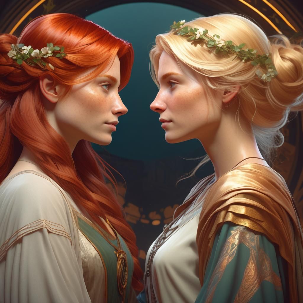 Redhead and Blonde Lesbian Couple Portrait