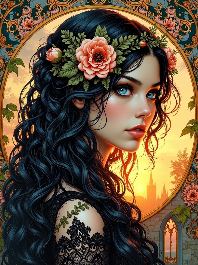 Art Nouveau Gothic Portrait of a Woman