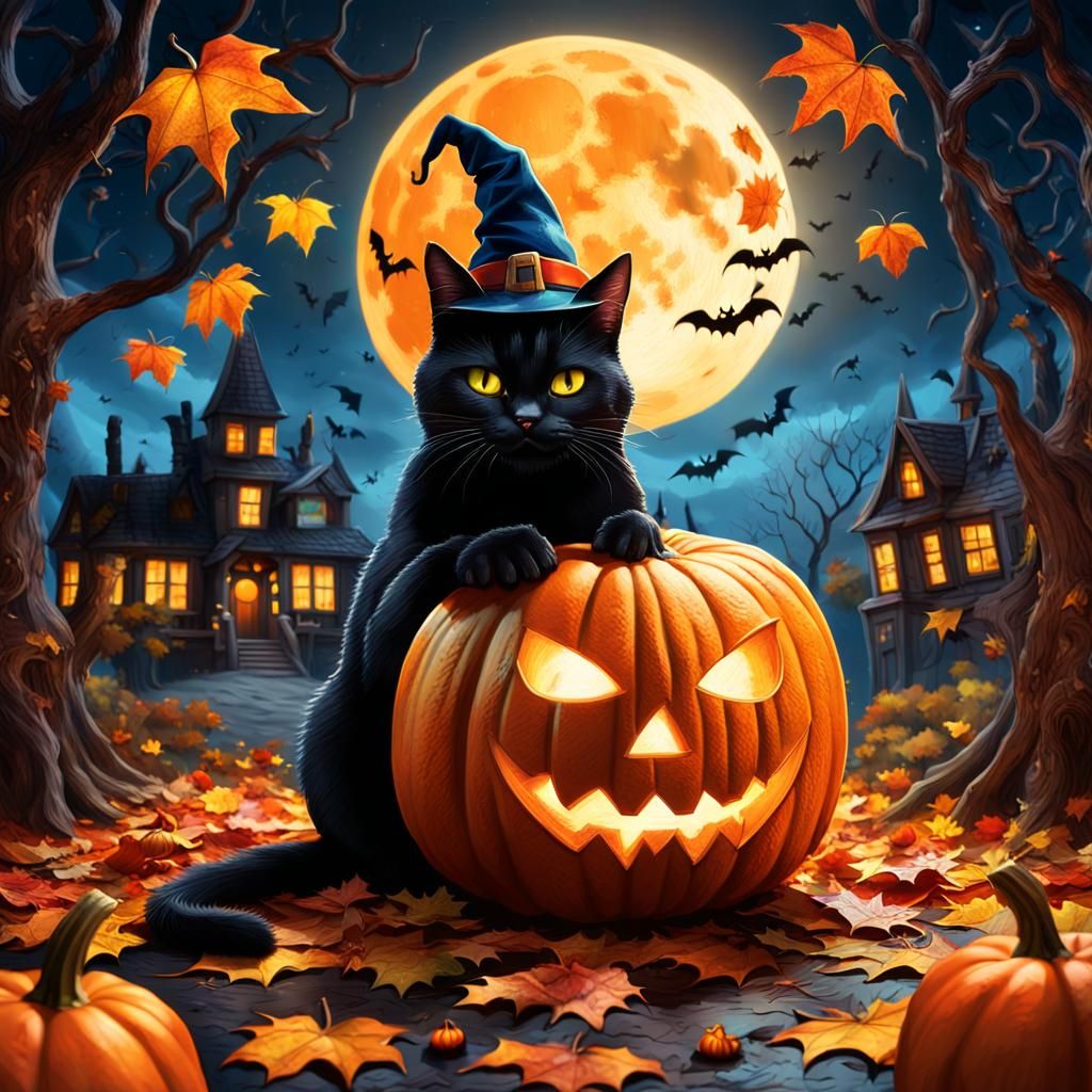 Whimsical Halloween Pumpkin Fantasy Art