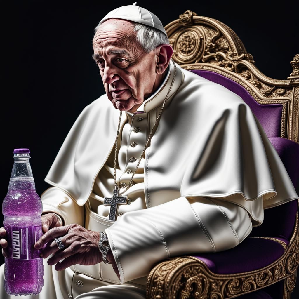 Hyperrealistic Pope in Iced Jewelry and Nike Tech Fleece