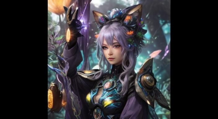 Biopunk Cyborg Fox Goddesses in Neon Laboratory