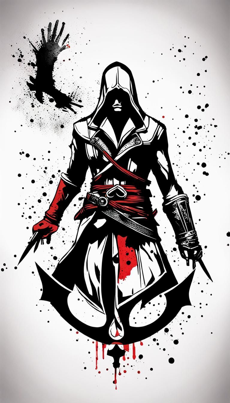 Assassin's Creed Logo Trash Polka Tattoo