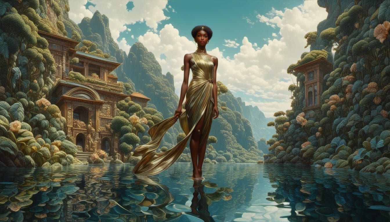 Enchanted Figures in Detailed Double-Exposure Portrait