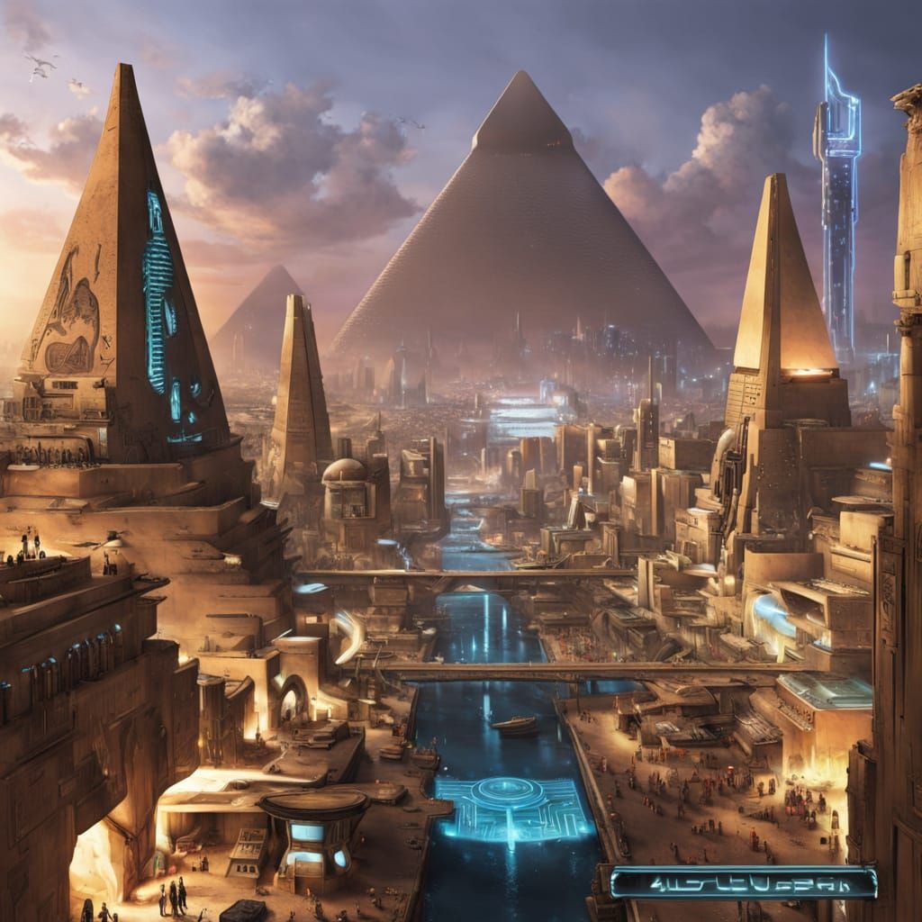 Egyptian Cyberpunk Metropolis