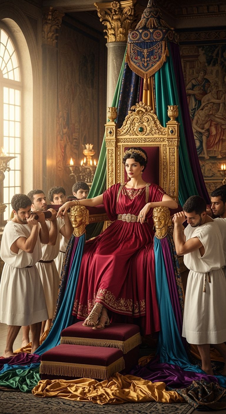 Opulent Roman Empress on Golden Throne